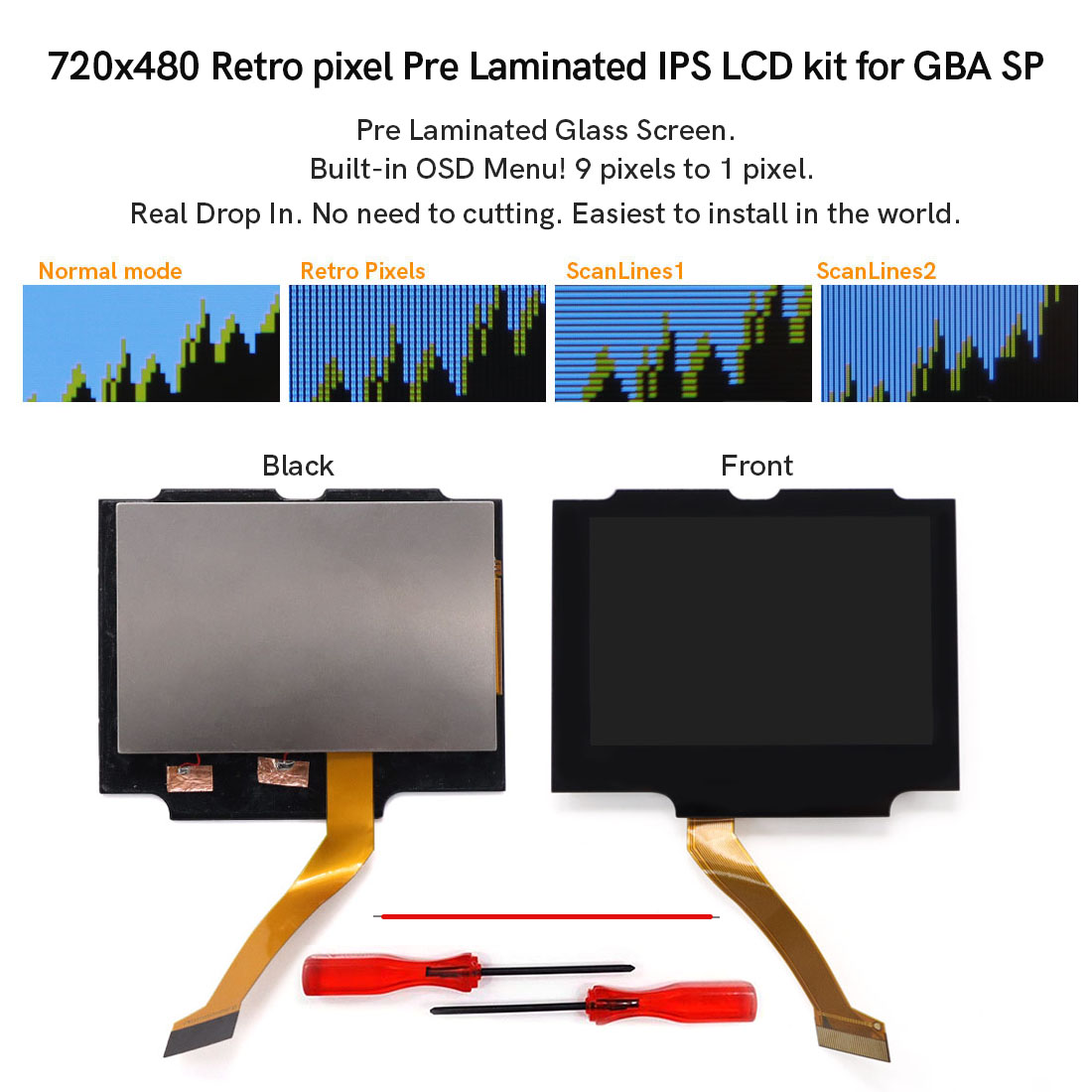 For  GBA SP V5  720x480 Retro  - đánh giá và giá Lcd Screen Arcade